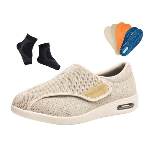 Verstellbarer Rutschfester Breiter Orthopädischer Diabetikerschuh Für Herren, Leicht Schließende Sneaker Für Geschwollene Füße Ödeme, Vergrößerungsschuh, Fersenschmerzen Bei Diabetikern(Beige,39 EU) Verstellbarer Rutschfester Breiter Orthopädischer Diabetikerschuh Für Herren, Leicht Schließende Sneaker Für Geschwollene Füße Ödeme, Vergrößerungsschuh, Fersenschmerzen Bei Diabetikern(Beige,39 EU) von YJMZDZQ