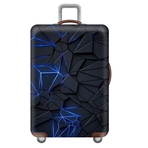 Cyberpunk Koffer HüLle KofferschutzhüLle,18-32 Zoll,Geometrische Linien Elastisch Kofferschutz,Waschbar KofferüBerzug,Reise,Business,Luggage Cover,Kinder,Erwachsene,MäNner (Blau,S(18-21inch)) von YJSZY