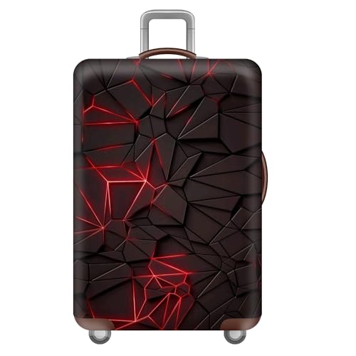 Cyberpunk Koffer HüLle KofferschutzhüLle,18-32 Zoll,Geometrische Linien Elastisch Kofferschutz,Waschbar KofferüBerzug,Reise,Business,Luggage Cover,Kinder,Erwachsene,MäNner (Rot,S(18-21inch)) von YJSZY