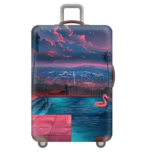 Dicke Waschbar KofferhüLle,KofferschutzhüLle,Landschaft Architektur Motiv 18-32 Zoll Luggage Cover,Reise Koffer SchutzhüLle,GepäCkabdeckung,Kinder,Teens,Suitcase Cover (Farbe 1,XL(29-32inch)) von YJSZY