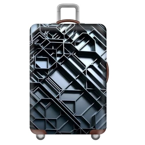 Elastisch KofferhüLle KofferschutzhüLle,Cyberpunk-Stil,Reisekoffer SchutzhüLle Mit ReißVerschluss,Koffer Cover Waschbar GepäCkabdeckung 18-32 Zoll,Kinder,Jungen,MäNner (Grau,M(22-24inch)) von YJSZY