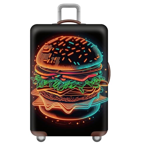 Elastisch KofferschutzhüLle18-32 Zoll,Tiere Weltraum Galaxie Bunte Graffiti Splash Waschbar Reise KofferhüLle,KofferhüLle KofferschutzhüLle,Koffer XL,Männer,Teenager,Jungen (Hamburger,M(22-24inch)) von YJSZY