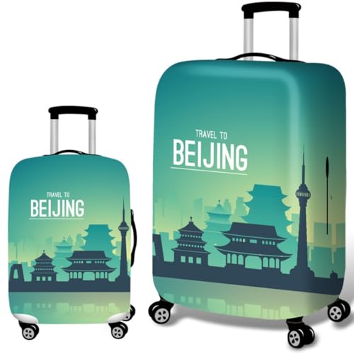 Elastisch Reise KofferhüLle,3D Drucke Luggage Cover,Waschbar Kratzfest KofferschutzhüLle 18-32 Zoll,GepäCk Cover,Reisekoffer HüLle SchutzhüLle,Erwachsene,MäNner,Frauen (Grün,L(25-28inch)) von YJSZY