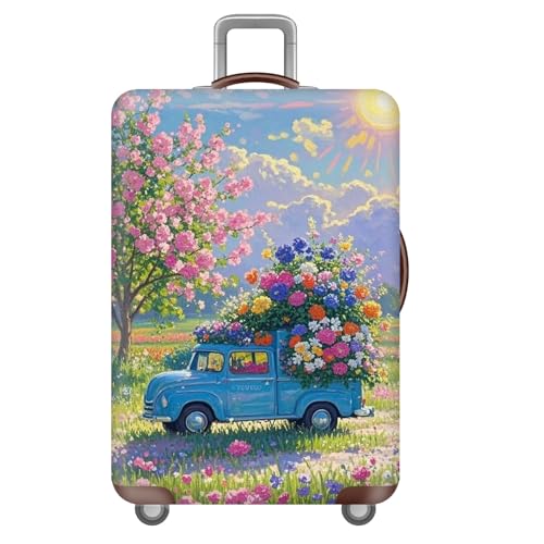 Elastische KofferschutzhüLle Waschbar 18-32 Zoll,öLgemäLde Blume KofferhüLle,Reisekoffer HüLle,GepäCkabdeckung,Universelle SchutzhüLle FüR Koffer,Kinder,MäDchen,Erwachsene (Farbe 1,M(22-24inch)) von YJSZY