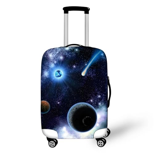 Galaxie Thema Gepäckabdeckung 3D Outer Space Sternennacht Kosmische Planeten Drucke Waschechter Kind Erwachsene Schutzkoffer Cover Reise-Elastischer Spandex Koffer Protector (Farbe 2,L(26-28inch)) von YJSZY