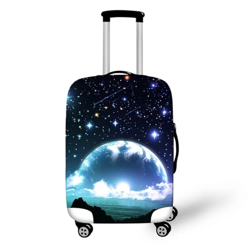 Galaxie Thema Gepäckabdeckung 3D Outer Space Sternennacht Kosmische Planeten Drucke Waschechter Kind Erwachsene Schutzkoffer Cover Reise-Elastischer Spandex Koffer Protector (Farbe 3,L(26-28inch)) von YJSZY