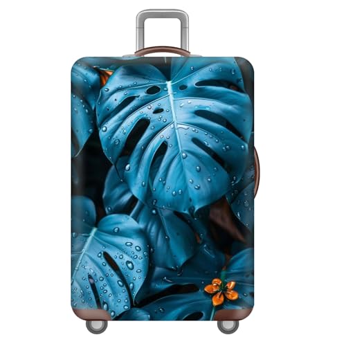 Koffer SchutzhüLle,3D Blumen Tropical Botanical Leaf Print KofferhüLle KofferschutzhüLle,Elastisch KofferschutzhüLle FüR 18-32 Zoll Luggage Cover FüR Erwachsene,Frauen,MäDchen (Blau,XL(29-32inch)) von YJSZY
