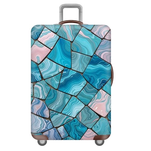 Koffer SchutzhüLle,Elastisch Reise KofferschutzhüLle,Geometrisch Wirbel Linie Kunst Farbverlauf Motiv KofferhüLle,Luggage Cover,Wiederverwendbar,GepäCk Cover,Kinder,Erwachsene (Blau,S(18-21inch)) von YJSZY