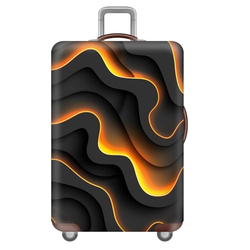 Koffer SchutzhüLle,Elastisch Reise KofferschutzhüLle,Geometrisch Wirbel Linie Kunst Farbverlauf Motiv KofferhüLle,Luggage Cover,Wiederverwendbar,GepäCk Cover,Kinder,Erwachsene (Orange,S(18-21inch)) von YJSZY
