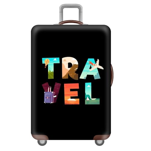KofferhüLle Elastisch 18-32 Zoll,Reise KofferschutzhüLle,Polyester,Kofferschutz Wiederverwendbar,Reisekoffer HüLle,GepäCk Abdeckung,Luggage Cover,Kinder,Erwachsene (Bunte Buchstaben,XL(29-32inch)) von YJSZY
