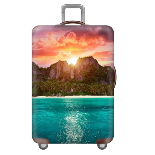 KofferhüLle Elastisch 18-32 Zoll,Reise KofferschutzhüLle,Polyester,Kofferschutz Wiederverwendbar,Reisekoffer HüLle,GepäCk Abdeckung,Luggage Cover,Kinder,Erwachsene (Landschaft,M(22-24inch)) von YJSZY