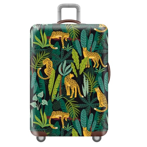 KofferhüLle KofferschutzhüLle,Tier Druck Elastisch Reisekoffer SchutzhüLle Mit ReißVerschluss,Waschbar GepäCkabdeckung 18-32 Zoll Koffer,Luggage Cover,Kinder,Erwachsene (Leopard,M(22-24inch)) von YJSZY
