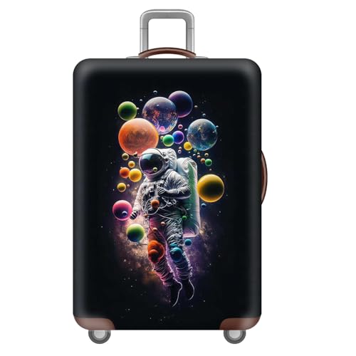KofferschutzhüLle,Groß XL KofferhüLle,3D Sternenhimmel Linien Luggage Cover,Elastisch,Anti-Kratzer,Koffer SchutzhüLle,FüR 18-32 Zoll GepäCkabdeckung,Kinder,Erwachsene (Astronaut,S(18-21inch)) von YJSZY
