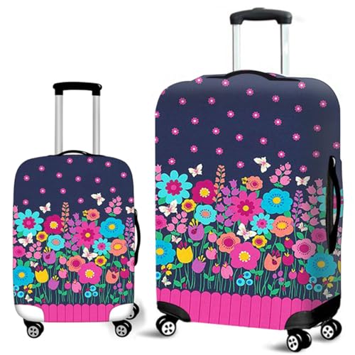 Mädchen Kofferhülle Reise Waschbare Elastische Kofferschutzhülle Staubgeschützt Anti-Kratzer Extra Groß Suiltcase Cover 3D Fantasie Floral Drucken Kinder Kofferschutzbezug (Style 2, L(26-28inch)) von YJSZY