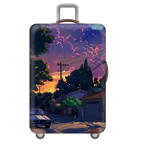 ReisegepäCk-Abdeckung,Sternenhimmel Blumen Katzen Tiere Kofferabdeckung,Waschbar,Elastisch,Luggage Cover for 18-32 Inch GepäCkschutzhüLle,Kinder,Jugendliche,Erwachsene (Landschaft,L(25-28inch)) von YJSZY
