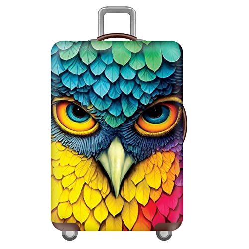 Tropische Pflanzen Sternenhimmel KofferhüLle,Cowboy Tiere Luggage Cover,Kofferschutz Groß,Waschbare,Kratzfeste Und Elastische ReisegepäCkhüLle,Koffer HüLle,Kinder,Erwachsene (Eule,L(25-28inch)) von YJSZY