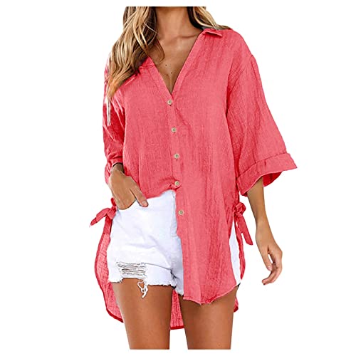 YJUU Kurze Blusen Tunika Schulterfrei Bluse Spitze Tankini Oberteile Mit BüGel Hemdblusenkleid Topschuhe24 Blusentop Tunika Bluse Langarm Herren Oberteile Stylisch Hemdbluse Pink Marken Tops von YJUU