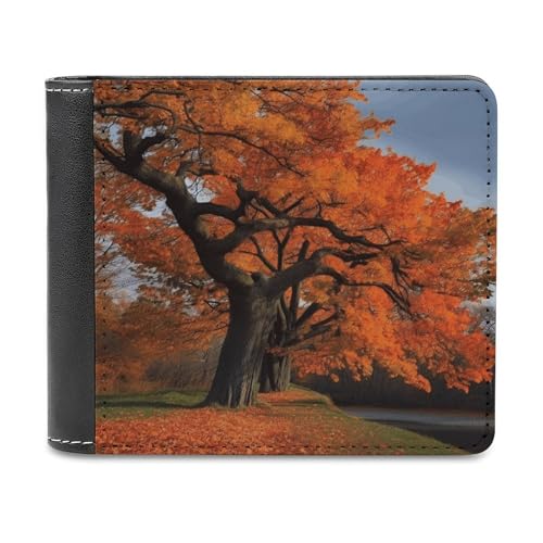 PU Leder Geldbörse Baum im Herbst Druck Geldbörse mit mehreren Steckplätzen Bifold Wallet Travel Wallet Modern Wallet Elegant Wallet Stil One Size Minimalistisch, Stil:, Einheitsgröße, Minimalistisch von YJWANDL