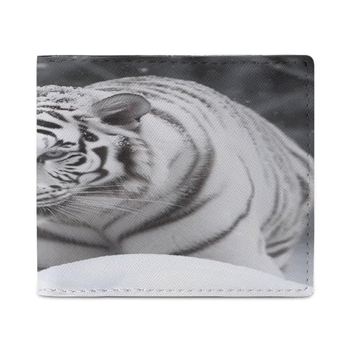 PU Leder Geldbörse Weiß Tiger im Schnee Druck Geldbörse mit mehreren Steckplätzen Bifold Wallet Travel Wallet Modern Wallet Elegant Wallet Stil One Size Minimalistisch, Stil:, Einheitsgröße, von YJWANDL