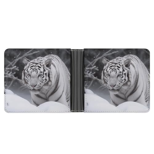 PU Leder Geldbörse Weiß Tiger im Schnee Druck Geldbörse mit mehreren Steckplätzen Bifold Wallet Travel Wallet Modern Wallet Elegant Wallet Stil One Size Minimalistisch, Stil:, Einheitsgröße, von YJWANDL