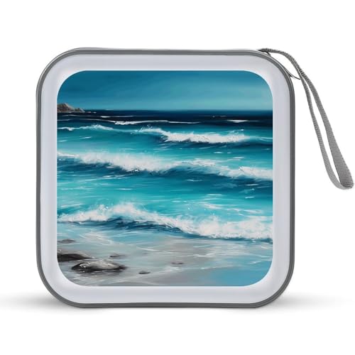 YJWANDL CD Aufbewahrungsbox Türkis Strand Original Meereslandschaft Druck Reise CD Box Tragbare CD Box DVD Aufbewahrungsbox Kleine Tragbare CD Box Kratzfeste CD Box, Stil:, Einheitsgröße, von YJWANDL