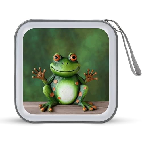 YJWANDL CD Aufbewahrungsbox Welcome Frog Print Reise CD Box Tragbare CD Box DVD Aufbewahrungsbox Kleine Tragbare CD Box Kratzfeste CD Box, Stil:, Einheitsgröße, Minimalistisch von YJWANDL