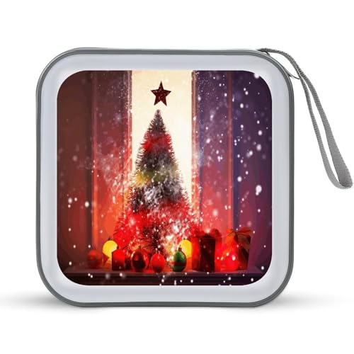 YJWANDL CD Aufbewahrungsbox Xmas Party Druck Reise CD Box Tragbare CD Box DVD Aufbewahrungsbox Kleine Tragbare CD Box Kratzfeste CD Box, Stil:, Einheitsgröße, Minimalistisch von YJWANDL