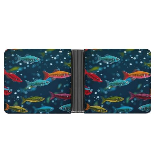 YJWANDL Geldbörse aus PU-Leder, Unterwasser-Geldbörse mit buntem Minnows-Druck, mit mehreren Fächern, faltbare Brieftasche, Reisebrieftasche, moderne Geldbörse, elegant, Einheitsgröße, minimalistisch, von YJWANDL