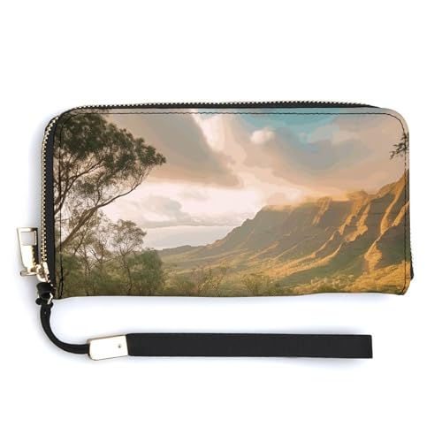 YJWANDL Geldbörse aus PU-Leder, Wildnis-Park-Druck, lange Geldbörse für Damen, Handheld-Clutch, Kartenhalter, Geldbörse, Stil, 20 x 10,5 cm, modern, Stil:, 20.0*10.5cm, Modern von YJWANDL