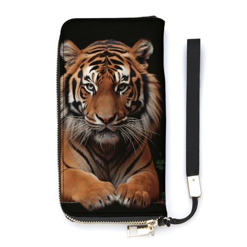 YJWANDL Geldbörse aus PU-Leder, mit Tiger- und Pfoten-Druck, lange Geldbörse für Damen, Handheld-Clutch, Kartenhalter, Geldbörse, Stil, 20 x 10,5 cm, modern, Stil:, 20x10.5cm, Modern von YJWANDL