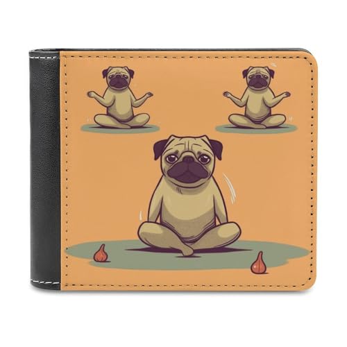 YJWANDL PU Leder Brieftasche, Yoga Mops Druck Geldbörse mit mehreren Steckplätzen Bifold Wallet Travel Wallet Modern Wallet Elegant Wallet Stil One Size Minimalistisch, Stil:, Einheitsgröße, von YJWANDL