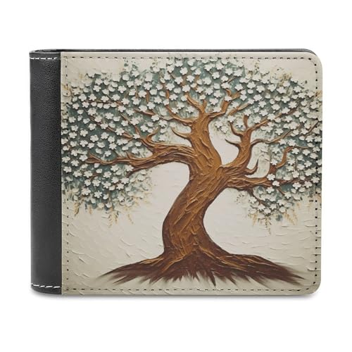 YJWANDL PU Leder Geldbörse, Baum gedruckt Druck Geldbörse mit mehreren Steckplätzen Bifold Wallet Travel Wallet Modern Wallet Elegant Wallet Stil One Size Minimalistisch, Stil:, Einheitsgröße, von YJWANDL
