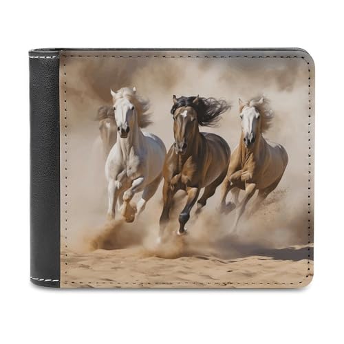 YJWANDL PU Leder Geldbörse, Drei Laufpferde Druck Geldbörse mit mehreren Steckplätzen Bifold Wallet Travel Wallet Modern Wallet Elegant Wallet Stil One Size Minimalistisch, Stil:, Einheitsgröße, von YJWANDL