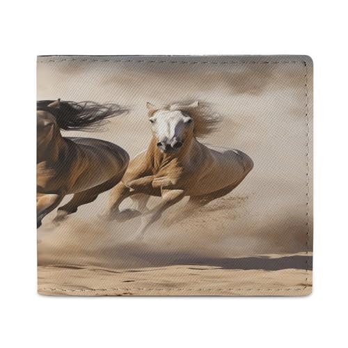 YJWANDL PU Leder Geldbörse, Drei Laufpferde Druck Geldbörse mit mehreren Steckplätzen Bifold Wallet Travel Wallet Modern Wallet Elegant Wallet Stil One Size Minimalistisch, Stil:, Einheitsgröße, von YJWANDL