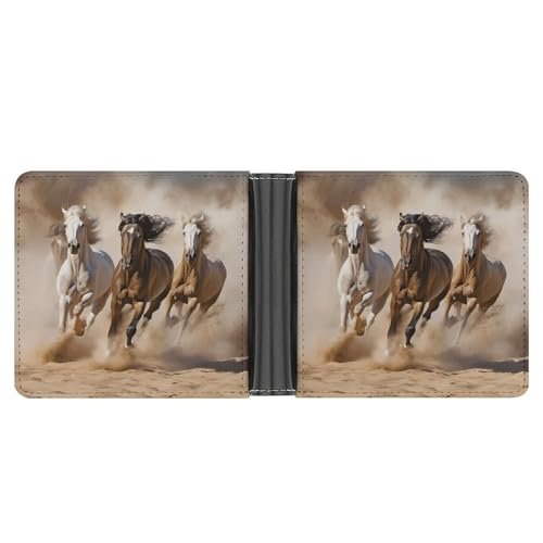 YJWANDL PU Leder Geldbörse, Drei Laufpferde Druck Geldbörse mit mehreren Steckplätzen Bifold Wallet Travel Wallet Modern Wallet Elegant Wallet Stil One Size Minimalistisch, Stil:, Einheitsgröße, von YJWANDL