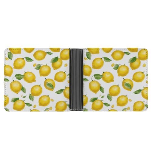 YJWANDL PU Leder Geldbörse, Gelb Zitrone Druck Geldbörse mit mehreren Steckplätzen Bifold Wallet Travel Wallet Modern Wallet Elegant Wallet Stil One Size Minimalistisch, Stil:, Einheitsgröße, von YJWANDL
