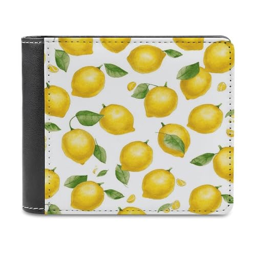 YJWANDL PU Leder Geldbörse, Gelb Zitrone Druck Geldbörse mit mehreren Steckplätzen Bifold Wallet Travel Wallet Modern Wallet Elegant Wallet Stil One Size Minimalistisch, Stil:, Einheitsgröße, von YJWANDL