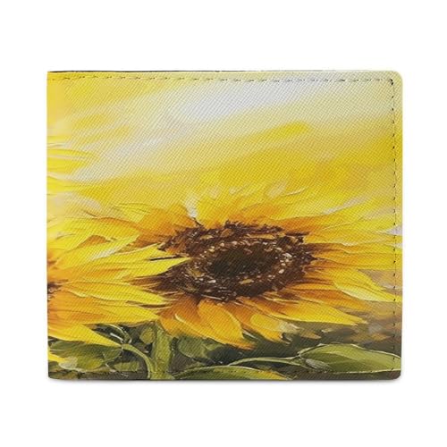 YJWANDL PU Leder Geldbörse, Gelbe Sonnenblumen Druck Geldbörse mit mehreren Steckplätzen Bifold Wallet Travel Wallet Modern Wallet Elegant Wallet Stil One Size Minimalistisch, Stil:, Einheitsgröße, von YJWANDL