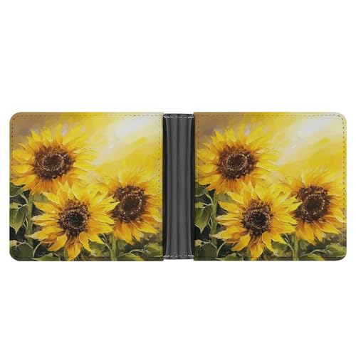 YJWANDL PU Leder Geldbörse, Gelbe Sonnenblumen Druck Geldbörse mit mehreren Steckplätzen Bifold Wallet Travel Wallet Modern Wallet Elegant Wallet Stil One Size Minimalistisch, Stil:, Einheitsgröße, von YJWANDL