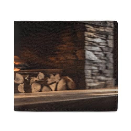 YJWANDL PU Leder Geldbörse, Holz auf Kamin Druck Geldbörse mit mehreren Steckplätzen Bifold Wallet Travel Wallet Modern Wallet Elegant Wallet Stil One Size Minimalistisch, Stil:, Einheitsgröße, von YJWANDL