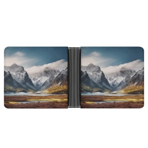 YJWANDL PU Leder Geldbörse, Reise Berg Landschaft Druck Geldbörse mit mehreren Steckplätzen Bifold Wallet Travel Wallet Modern Wallet Elegant Wallet Stil One Size Minimalistisch, Stil:, Einheitsgröße, von YJWANDL
