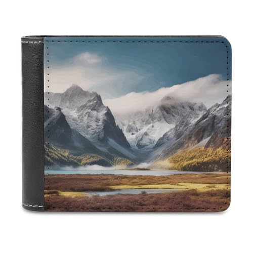 YJWANDL PU Leder Geldbörse, Reise Berg Landschaft Druck Geldbörse mit mehreren Steckplätzen Bifold Wallet Travel Wallet Modern Wallet Elegant Wallet Stil One Size Minimalistisch, Stil:, Einheitsgröße, von YJWANDL