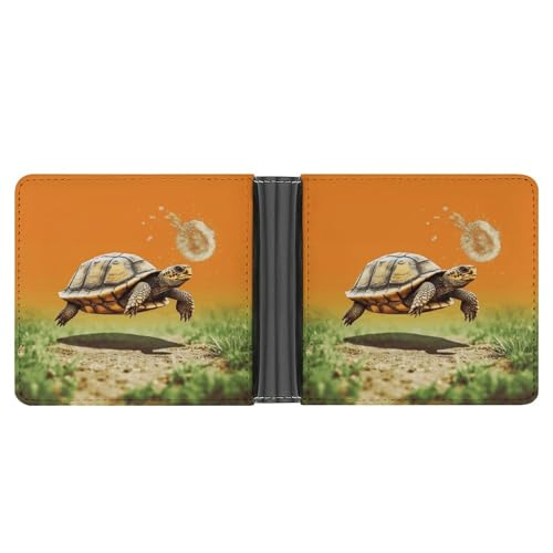 YJWANDL PU Leder Geldbörse, Schildkröte Springen Druck Geldbörse mit mehreren Steckplätzen Bifold Wallet Travel Wallet Modern Wallet Elegant Wallet Stil One Size Minimalistisch, Stil:, Einheitsgröße, von YJWANDL