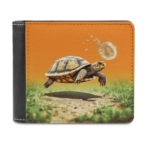 YJWANDL PU Leder Geldbörse, Schildkröte Springen Druck Geldbörse mit mehreren Steckplätzen Bifold Wallet Travel Wallet Modern Wallet Elegant Wallet Stil One Size Minimalistisch, Stil:, Einheitsgröße, von YJWANDL