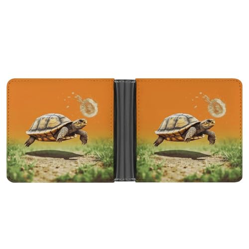YJWANDL PU Leder Geldbörse, Schildkröte Springen Druck Geldbörse mit mehreren Steckplätzen Bifold Wallet Travel Wallet Modern Wallet Elegant Wallet Stil One Size Minimalistisch, Stil:, Einheitsgröße, von YJWANDL