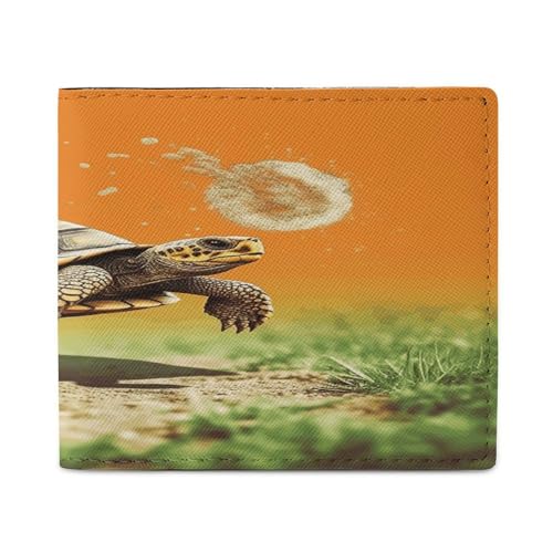 YJWANDL PU Leder Geldbörse, Schildkröte Springen Druck Geldbörse mit mehreren Steckplätzen Bifold Wallet Travel Wallet Modern Wallet Elegant Wallet Stil One Size Minimalistisch, Stil:, Einheitsgröße, von YJWANDL