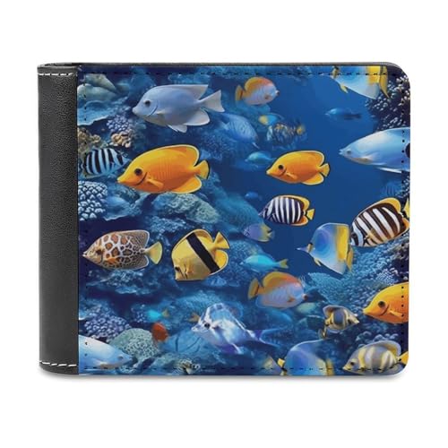 YJWANDL PU Leder Geldbörse, Tropische Fische Druck Geldbörse mit mehreren Steckplätzen Bifold Wallet Travel Wallet Modern Wallet Elegant Wallet Stil One Size Minimalistisch, Stil:, Einheitsgröße, von YJWANDL