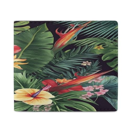 YJWANDL PU Leder Geldbörse, Tropische Pflanze Blumen Druck Geldbörse mit mehreren Steckplätzen Bifold Wallet Travel Wallet Modern Wallet Elegant Wallet Stil One Size Minimalistisch, Stil:, von YJWANDL