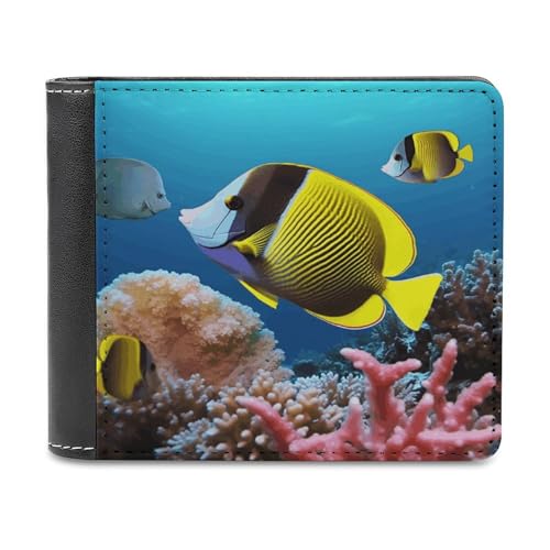YJWANDL PU Leder Geldbörse, Tropischer Fisch Druck Geldbörse mit mehreren Steckplätzen Bifold Wallet Travel Wallet Modern Wallet Elegant Wallet Stil One Size Minimalistisch, Stil:, Einheitsgröße, von YJWANDL