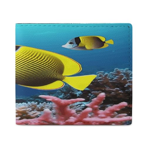 YJWANDL PU Leder Geldbörse, Tropischer Fisch Druck Geldbörse mit mehreren Steckplätzen Bifold Wallet Travel Wallet Modern Wallet Elegant Wallet Stil One Size Minimalistisch, Stil:, Einheitsgröße, von YJWANDL